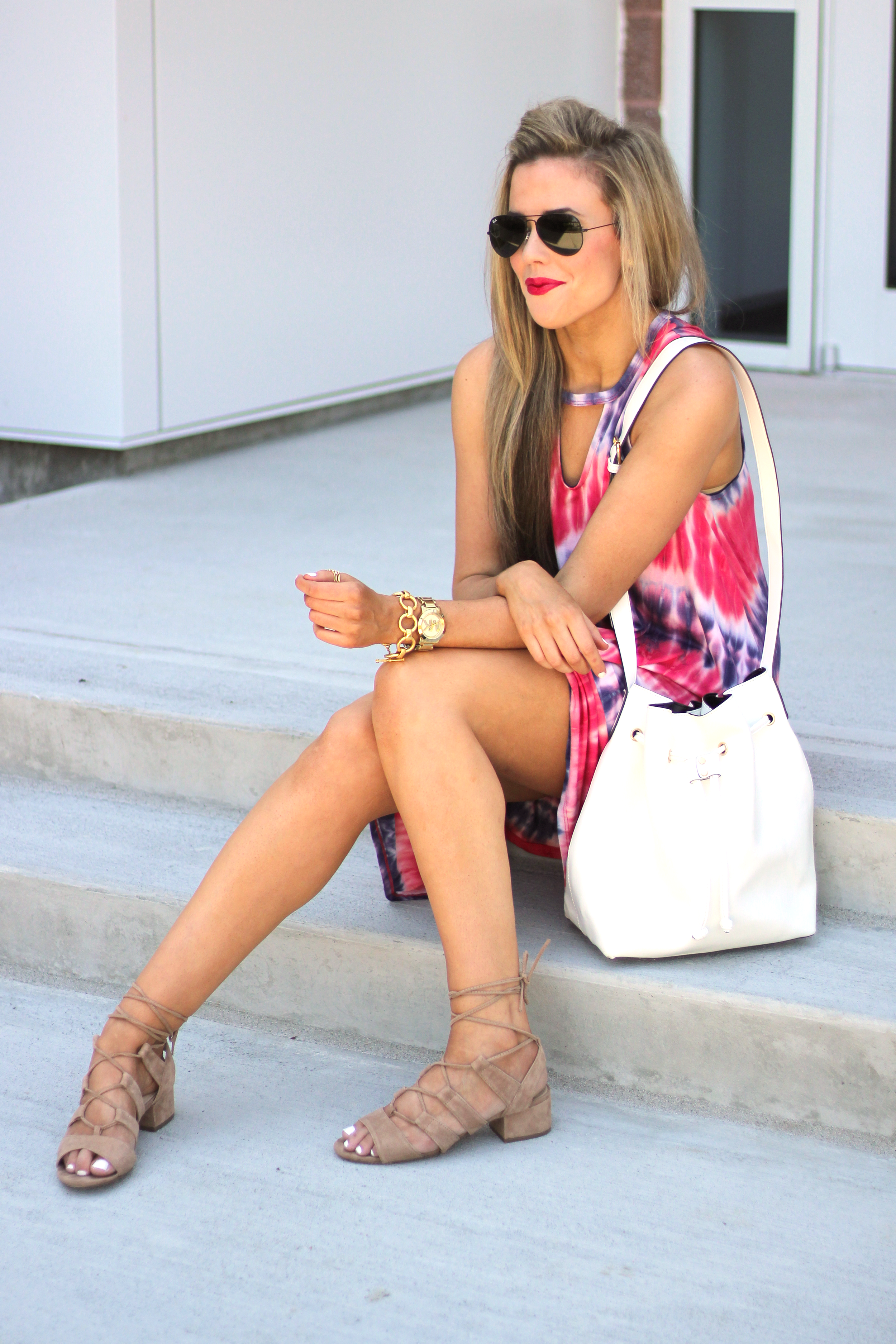 ombre red white and blue dress